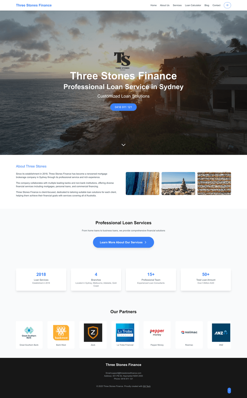 Three Stones Finance - Web Development in Canberra